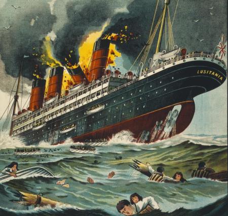lusitania war sinking fire during research global